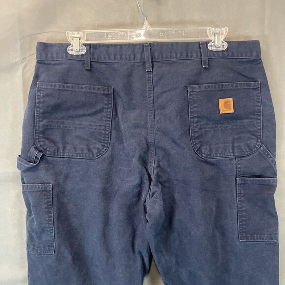 Carhartt Carpenter Pants Mens 40x32 Navy Blue Duck Canvas Relaxed Fit Loose Work - Picture 6 of 9